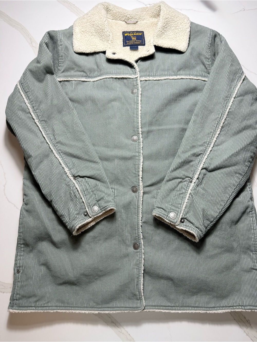 Woolrich Vintage Women's Sage Green Corduroy Sherpa-Lined Jacket